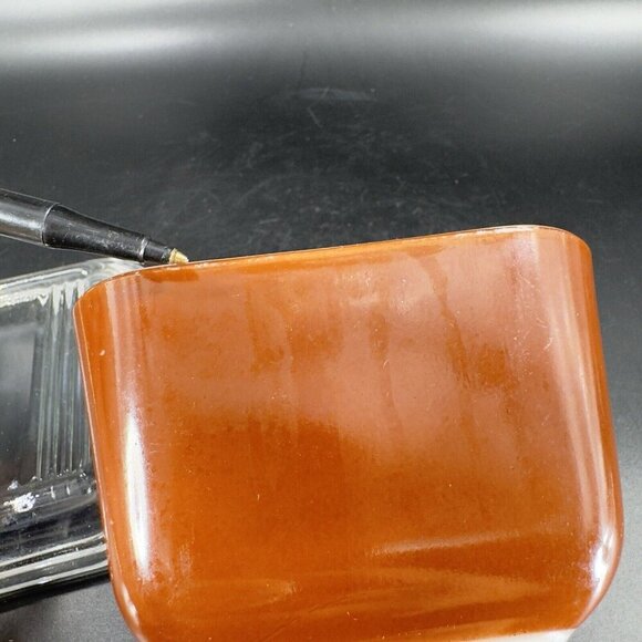 Vintage Pyrex Brown Small Fridgie Refrigerator Dish Clear Lid MCM B1 1.5 Cup 28 - Picture 8 of 12